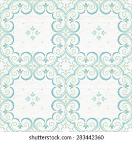 Vector seamless pattern with pastel ornament. Vintage element for design in Eastern style. Ornamental lace tracery. Ornate floral decor for wallpaper. Endless texture. Pastel pattern fill.