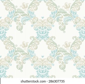 Vector seamless pattern with pastel ornament. Vintage element for design in Victorian style. Ornamental lace tracery. Ornate floral decor for wallpaper. Endless texture. Pastel pattern fill.