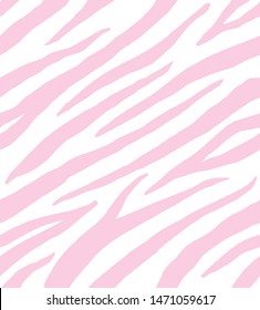 Vector seamless pattern of pastel pink zebra fur isolated on white background 