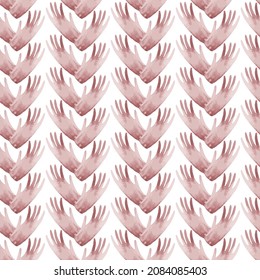 Vector seamless pattern with pastel pink elements (hands, gloves) on a white background. Ornament for textiles, packaging, printing, chalon, surfaces on the theme of witchcraft, esotericism, mysticis