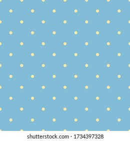 Vector seamless pattern pastel rainbow with yellow polka dots and blue background. Perfect for fabric, scrapbooking, wallpaper projects.