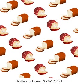 Vector seamless pattern with pastry sketches. cakes and pies wallpaper. Bread background pattern