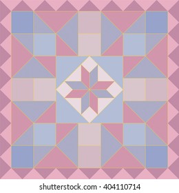 Vector seamless pattern in patchwork style. Abstract colorful background with geometrical pattern, rustic style.