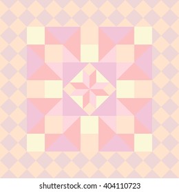 Vector seamless pattern in patchwork style. Abstract colorful background with geometrical pattern, rustic style.