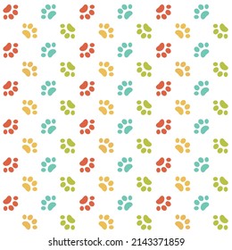 Vector seamless pattern with paw footprints. 