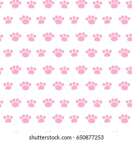 Vector seamless pattern with paws. Cute print.