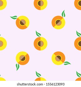 Vector seamless pattern with peach or apricots. Fresh fruit background.