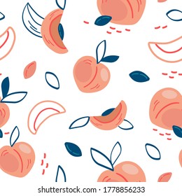 Vector seamless pattern with peaches. Abstract design for paper, textile, interior decor, wrapping, prints.