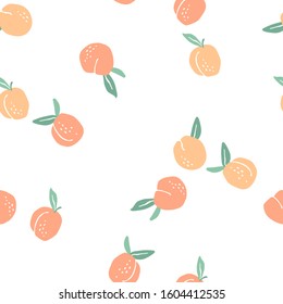 Vector seamless pattern with peaches. Trendy hand drawn textures. Modern abstract design for paper, cover, fabric, interior decor and other users.