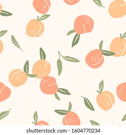 Vector seamless pattern with peaches. Trendy hand drawn textures. Modern abstract design for paper, cover, fabric, interior decor and other users.