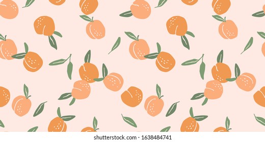 Vector seamless pattern with peaches. Trendy hand drawn textures. Modern abstract design for paper, cover, fabric, interior decor and other users.