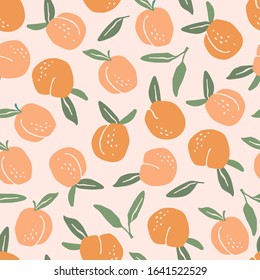 Vector seamless pattern with peaches. Trendy hand drawn textures. Modern abstract design for paper, cover, fabric, interior decor and other users.