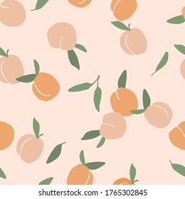 Vector seamless pattern with peaches. Trendy hand drawn textures. Modern abstract design for paper, cover, fabric, interior decor and other uses.
