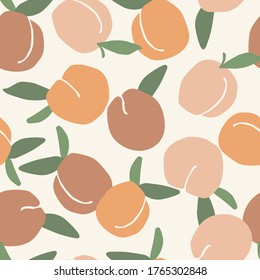 Vector seamless pattern with peaches. Trendy hand drawn textures. Modern abstract design for paper, cover, fabric, interior decor and other uses.