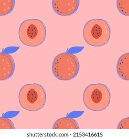 Vector seamless pattern with peaches. Trendy hand drawn textures. Modern abstract design for paper, cover, fabric, interior decor and other users.