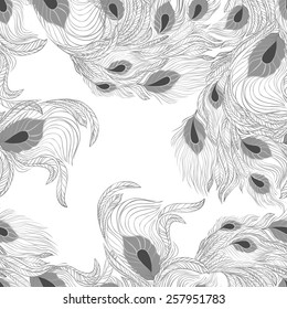vector seamless pattern - peacock tail feathers