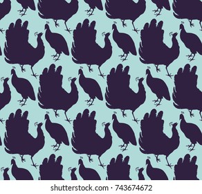 Vector seamless pattern with peacocks