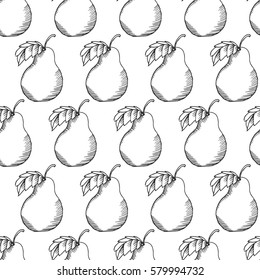 vector seamless pattern with pear
