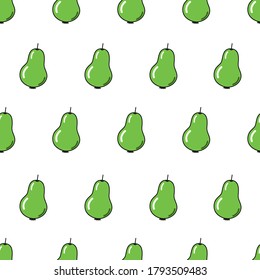 Vector seamless pattern with pear. Repeating fruit icon