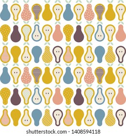 Vector seamless pattern with pear. Scandinavian background. Perfect for wallpapers, pattern fills, web page backgrounds, surface textures, textile.