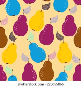 Vector seamless pattern with pears