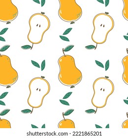 Vector seamless pattern with pears in flat style