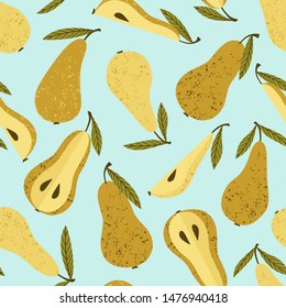 Vector seamless pattern with pears. Trendy hand drawn textures. Modern abstract design for paper, cover, fabric, interior decor and other users.