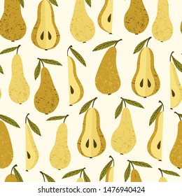 Vector seamless pattern with pears. Trendy hand drawn textures. Modern abstract design for paper, cover, fabric, interior decor and other users.
