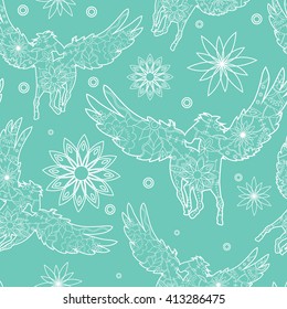 Vector seamless pattern with pegasuses
