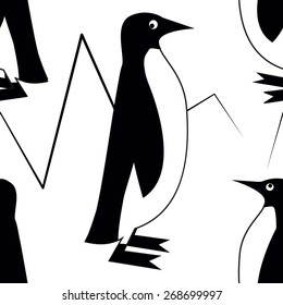 Vector seamless pattern with penguin
