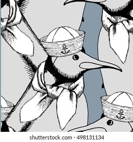 Vector seamless pattern with penguin 6