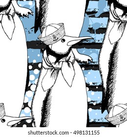 Vector seamless pattern with penguin 6