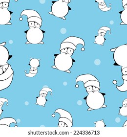 Vector seamless pattern, penguins