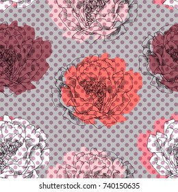 Vector seamless pattern with peonies 4