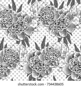Vector seamless pattern with peonies and tulip 4