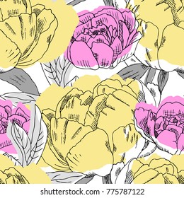 Vector seamless pattern with peony 2