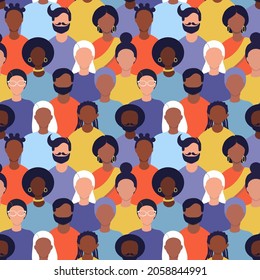 vector seamless pattern with people of different races and nationalities. variety, diversity. trend illustration in flat style