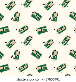 Vector seamless pattern with people on the beach