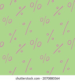 Vector seamless pattern with a percent sign. Hand drawn background and texture on the economy, Black Friday, discounts and sales