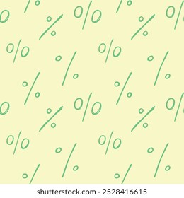 Vector seamless pattern with a percent sign. Hand drawn background and texture on the economy, Black Friday, discounts and sales.