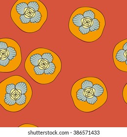 Vector seamless pattern with persimmon