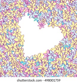 A vector seamless pattern with petite flowers. Heart-shaped frame
