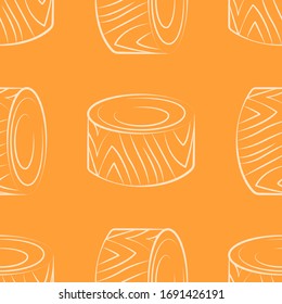 Vector seamless pattern with Philadelphia maki rolls, sushi. Beautiful food design elements. Linear texture.
