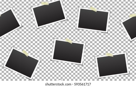 Vector seamless pattern with photo frames on the transparent background.