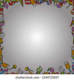 Vector. Seamless pattern. Picture in black and white colors. Doodles elements hand drawn frames.