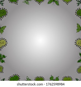 Vector. Seamless pattern. Picture in black, green and white colors. Doodles elements hand drawn frames.