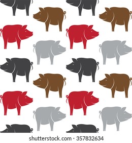 Vector seamless pattern with pig on white background. wallpaper