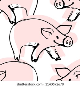 Vector seamless pattern with pigs 4