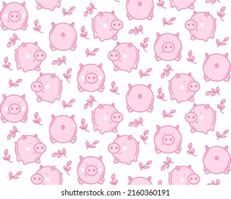 vector seamless pattern with pigs for children on a white background