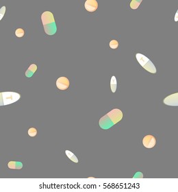 Vector seamless pattern of pills and medicine